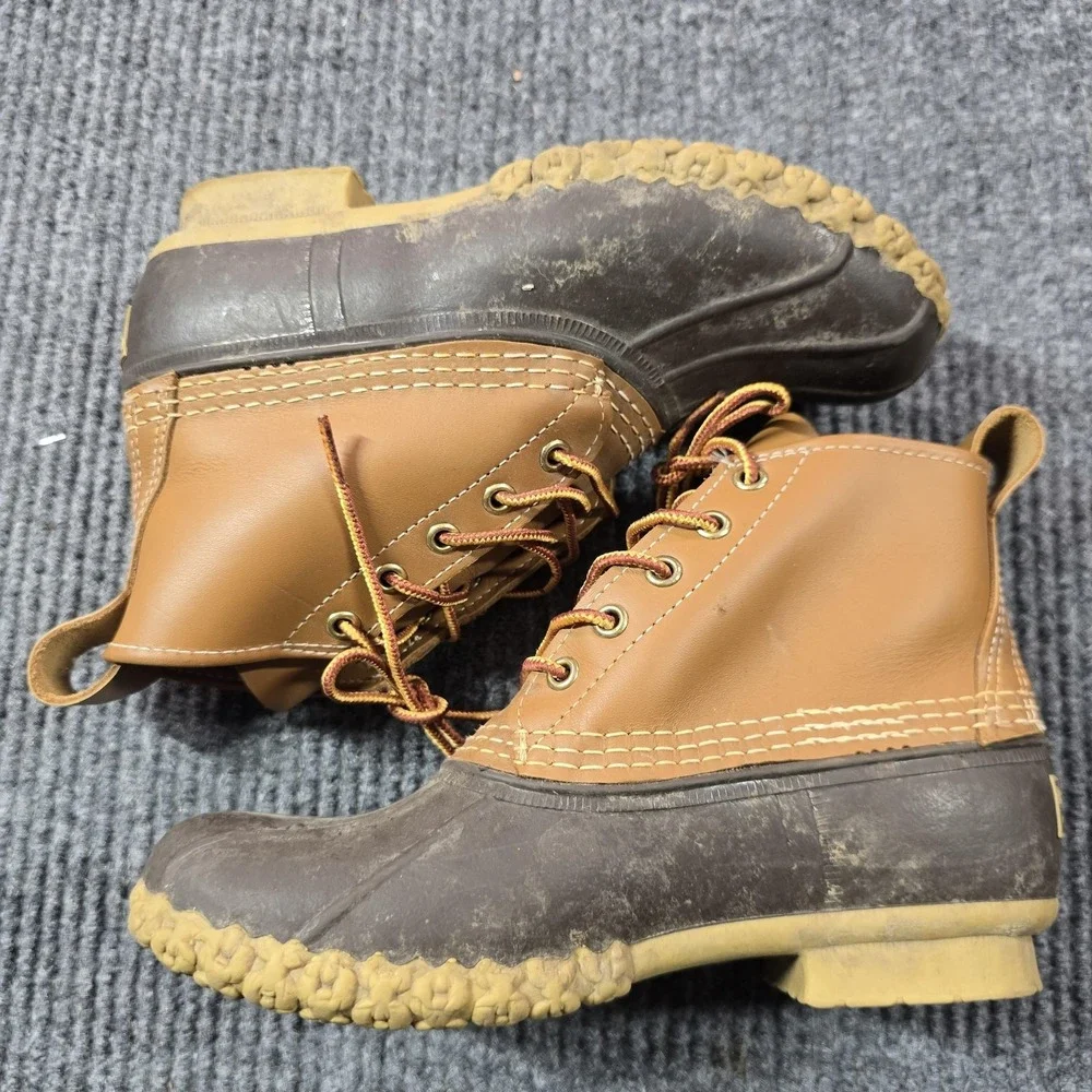 LL‎ Bean Bean Boots Mens Size 6M Brown Leather Rubber Waterproof Duck USA